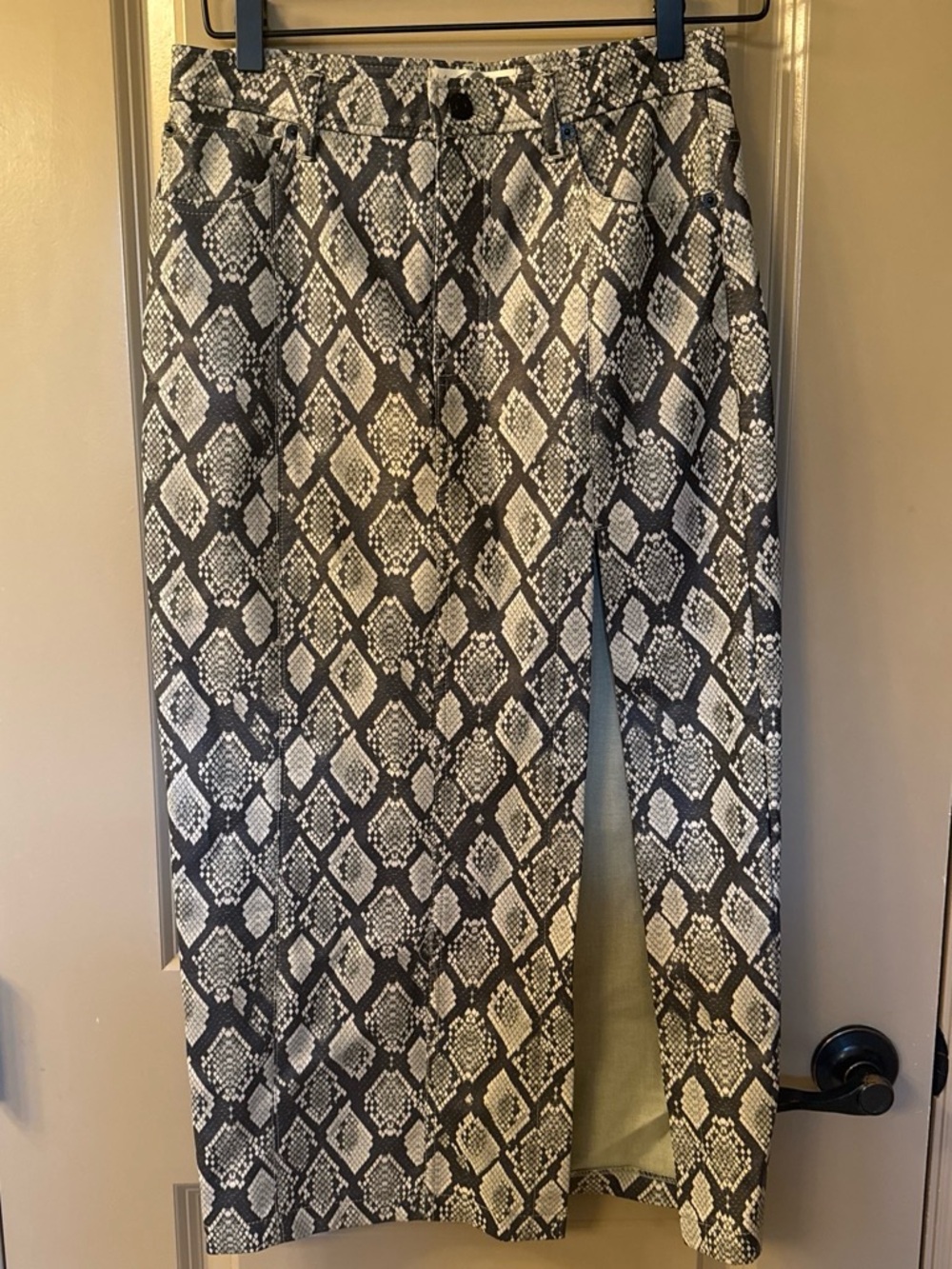 Free People Snake-Print Midi Skirt in Black and White